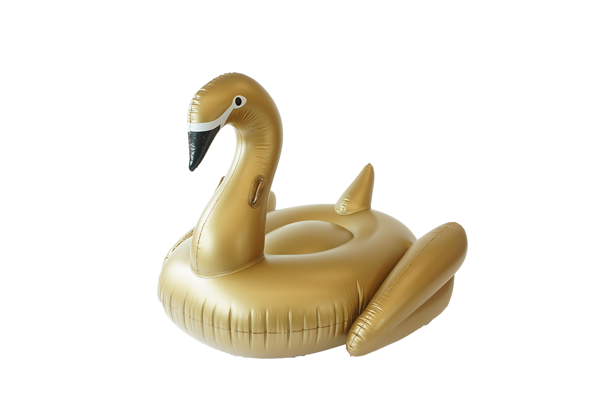 Bouée Cygne Dorée Géante  Swan pool float, Gold swan pool float